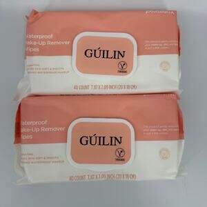 Lot of 2 Hard to Find Guilin Waterproof Makeup Remover Wipes Skincare 40 Count